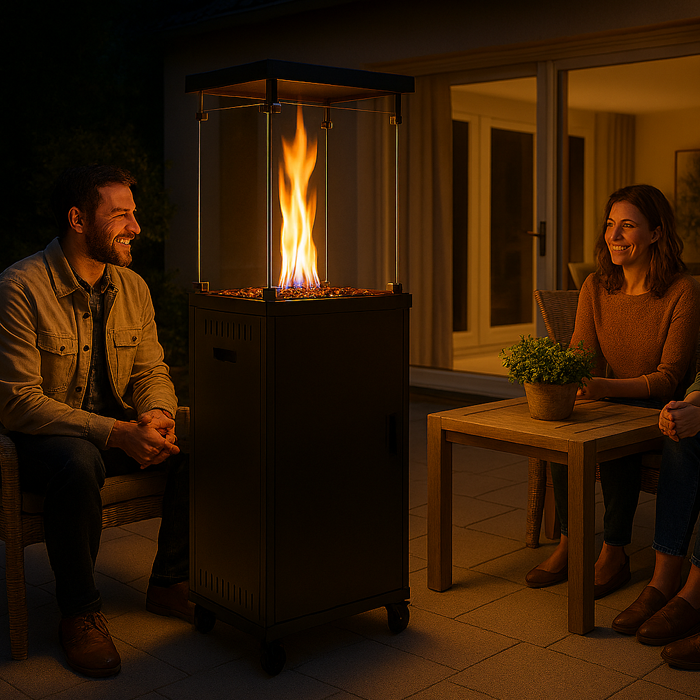 Chauffe Terrasse A Gaz Flagranti Carre Noir Mat