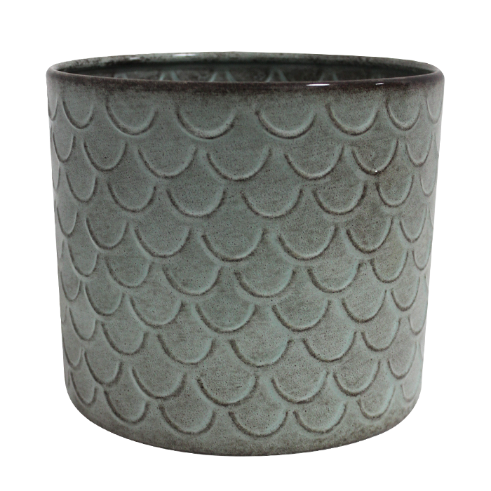 Pot Metalic Fish Scale Cylinder Pot 36cm Ves-5544