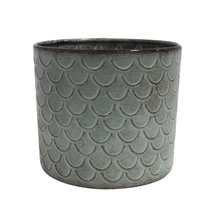 Pot Metalic Fish Scale Cylinder Pot 31cm Ves-5545