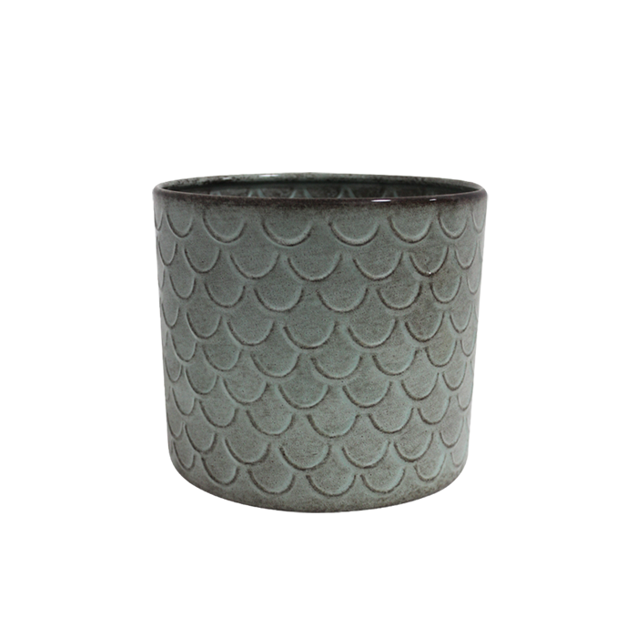 Pot Metalic Fish Scale Cylinder Pot 21cm Ves-5547