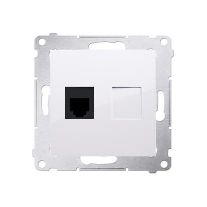 Prise téléphone RJ12 connexion à vis avec griffes blanc Simon 54