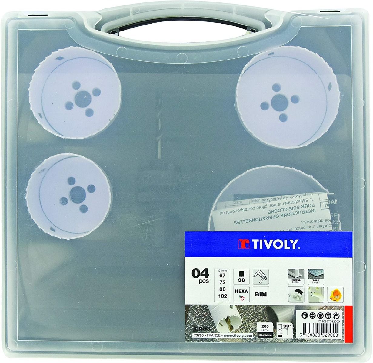 Jeu de 4 Scies Trepan 67 A102mm Avec 3 Acc Tivoly Ref Xt50527052900