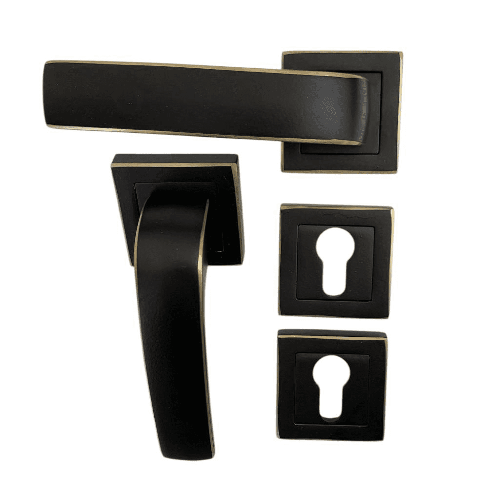 Elips Square Rossettte Handle Black Gold Cylindre