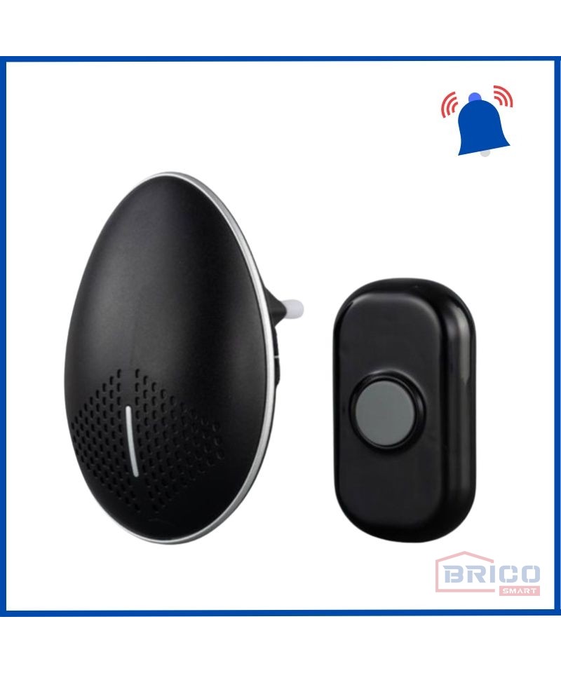 Sonnette de porte sans fil AC Noire/chromé 1880873159