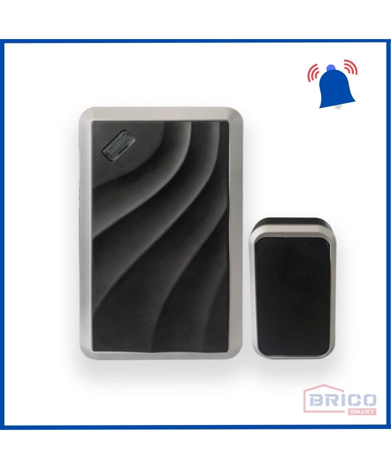 Sonnette de porte sans fil DC Noire/chrome 1880873160
