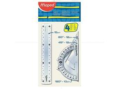 Kit de Traçage Régle 15 cm Équerre 12cm Rapporteur 12cm