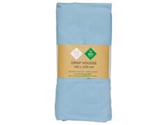 Drap Housse Bleu Ciel 100% Coton Tex Home 140x200 cm