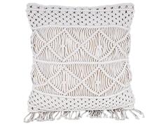 Coussin Carré Écru en Macramé à Franges Kasa 45x45cm