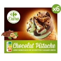 Glaces Cones Pistache Chocolat Carrefour Extra