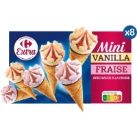 Glaces Cones Vanille Et Fraise Carrefour Extra