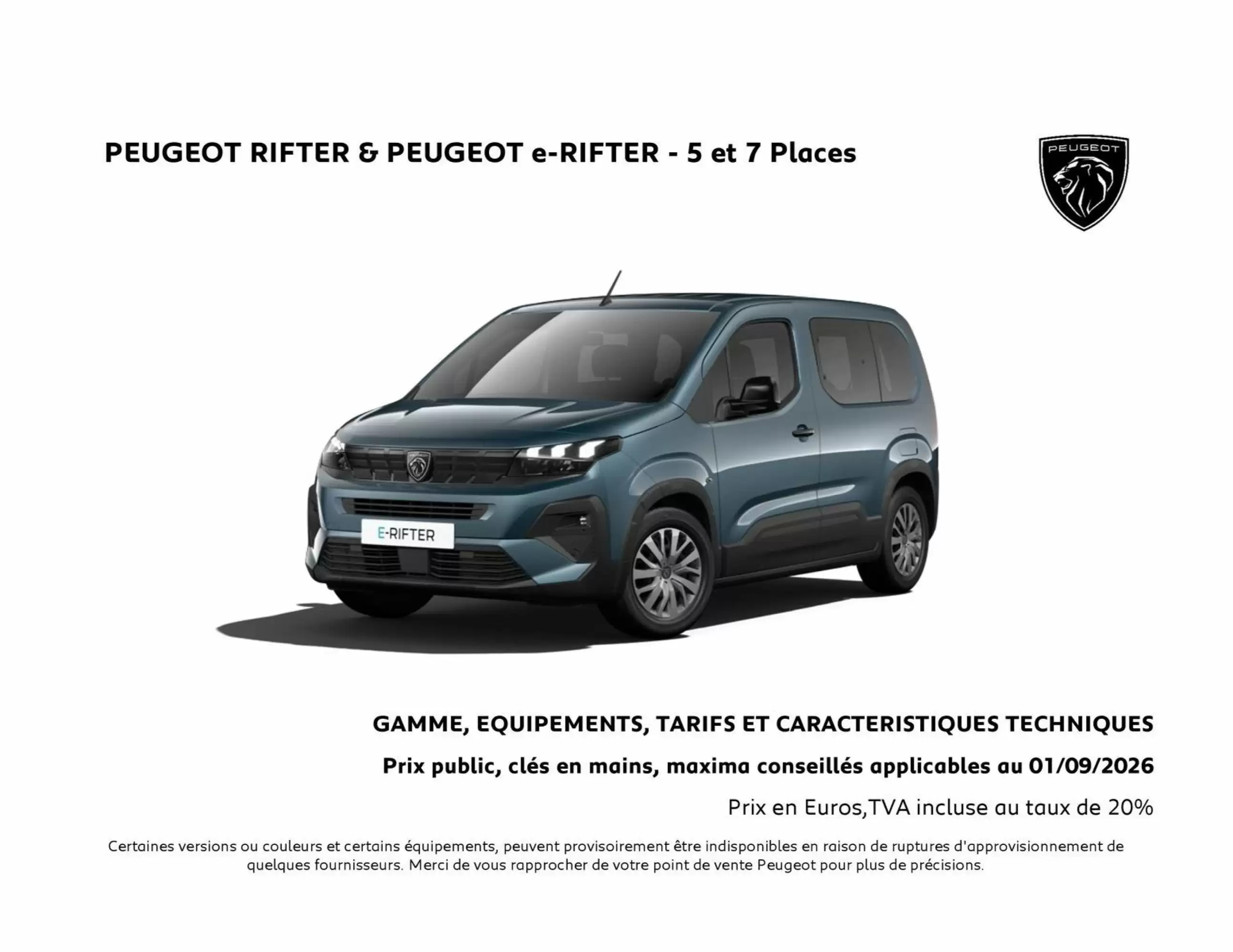 Catalogue Peugeot du 3 au 30 septembre 2026