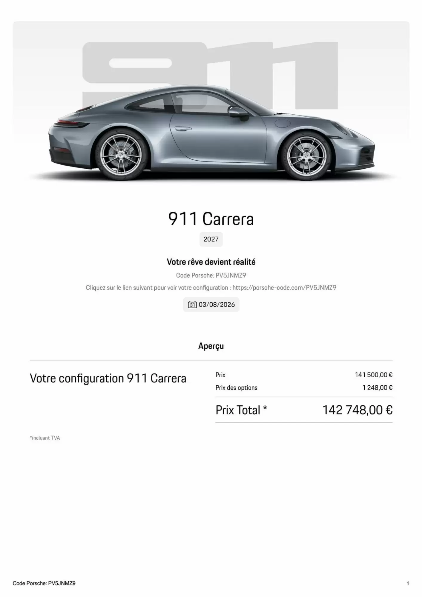 Catalogue Porsche du 3 août au 30 septembre 2026