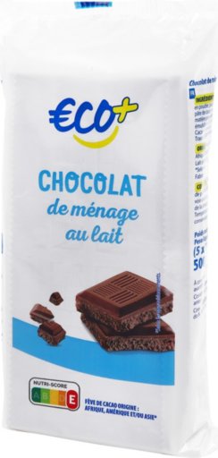 Chocolat Au Lait Tablette - 5 x 100 g - ECO +