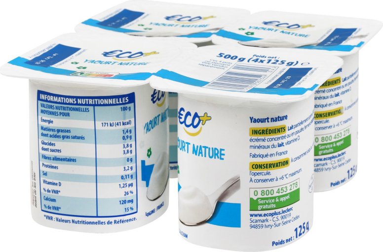 Yaourt nature - 4 x 125 - ECO +