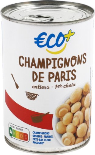 Champignons de Paris entiers 1er choix 1/2 230 g pne - ECO +