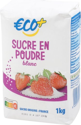 Sucre blanc en poudre - 1 kg - ECO +