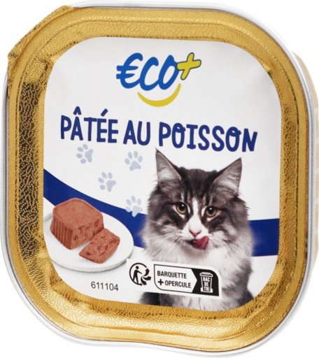 Pâtée au poisson pour chat barquette - 100 g - ECO +