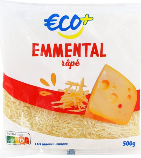 Emmental râpé 30% Mat. Gr. - 500 g - ECO +
