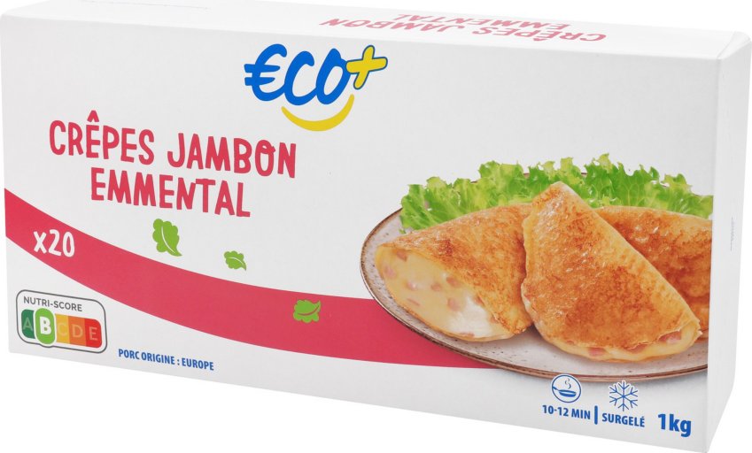 Crèpes ½ lune jambon/emmental x 20 - 1 kg - ECO +