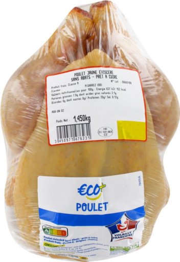 Poulet entier jaune - 1,45 kg - ECO +
