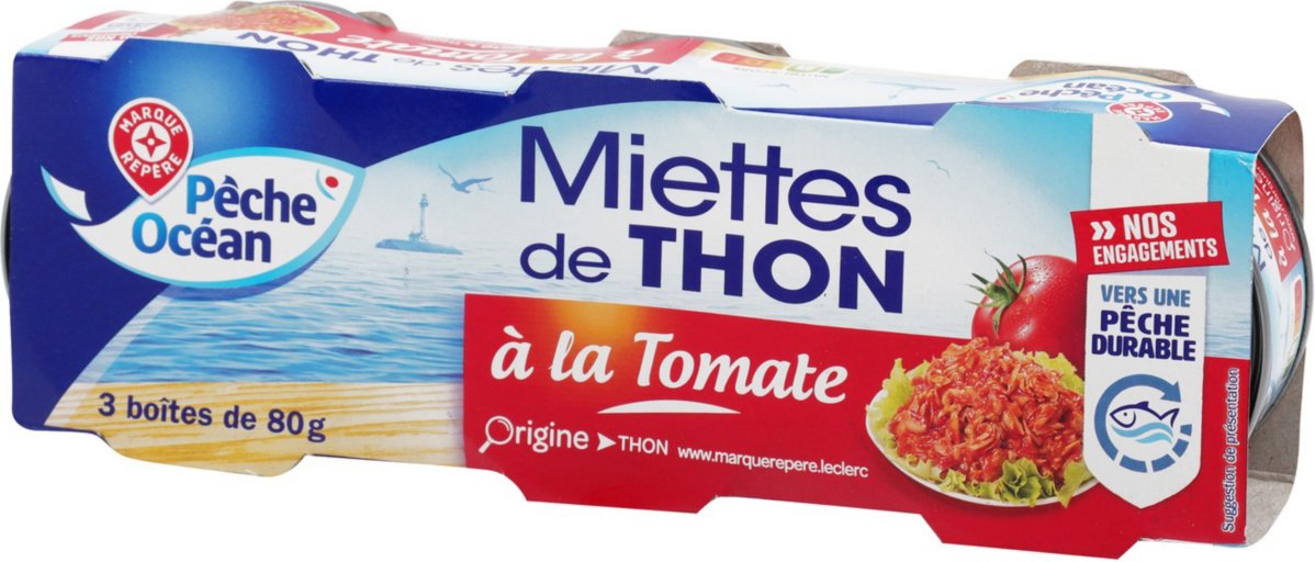 Miettes De Thon A La Tomate - 3x80G - PECHE OCEAN