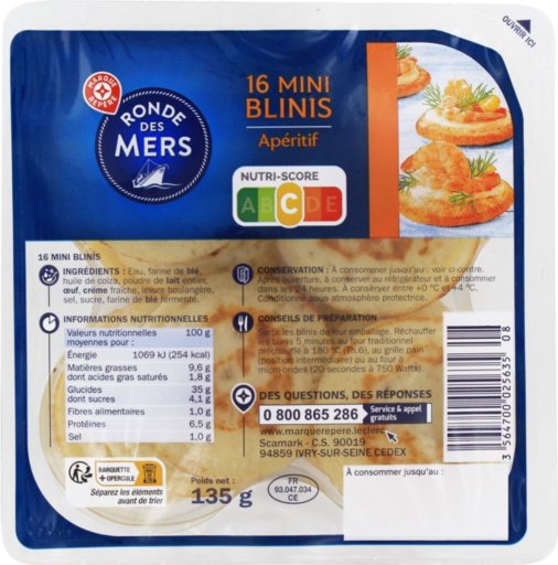 Mini blinis x16 - 135g - RONDE DES MERS