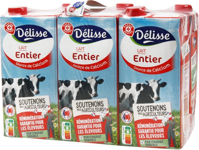 Lait entier en brique - 6 x 1 l - DELISSE