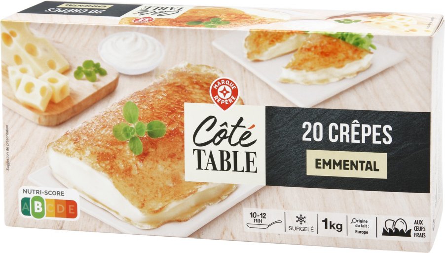 Crêpes 1/2 lune fromage x 20 - 1 kg - COTE TABLE