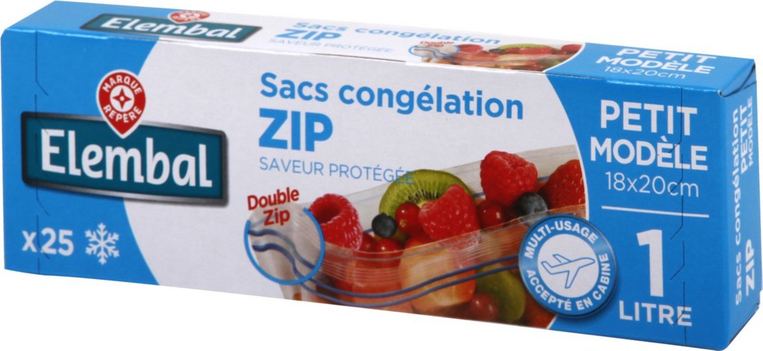 Sacs congel zip 1l petit x25 - ELEMBAL