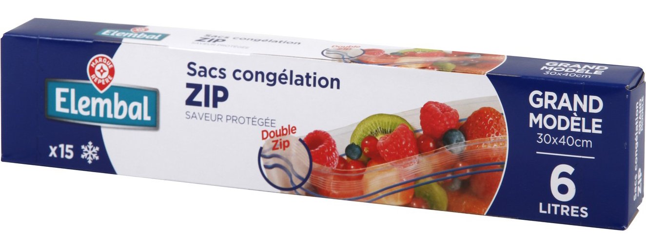 Sacs zip congélation grands x 15 - ELEMBAL
