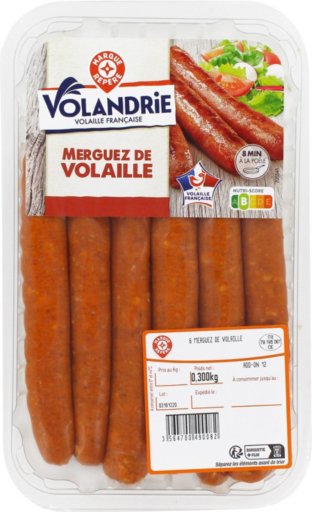 Merguez de volaille x 6 - 300 g - VOLANDRIE