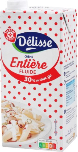 Crème entière UHT 30 % de Mat. Gr. - 1 l - DELISSE