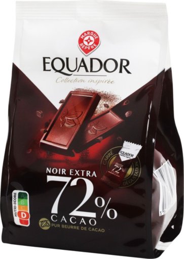 Carrés De Chocolat Noir 72 % De Cacao - 200 g - EQUADOR