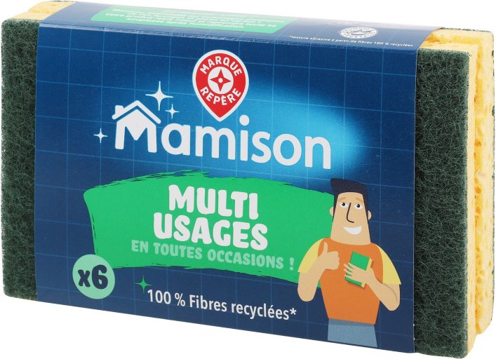 Éponges grattantes multi-usages vertes x6 - MAMISON