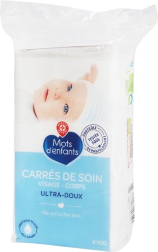 Carrés de soin bébé ultra doux x100 - MOTS D'ENFANTS