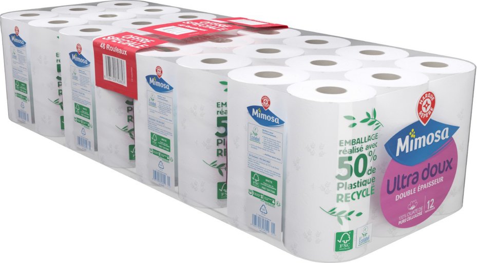 Lot de 4 Papier Hygiénique Blanc 2plis - x12 - MIMOSA