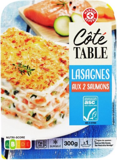 Lasagnes au saumon surgelées - 300 g - COTE TABLE