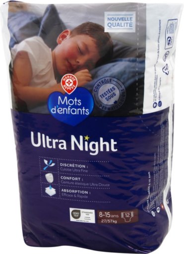 Culottes Enurésie Ultra Night 8-15ans - 27/57kg x12 - MOTS D'ENFANTS