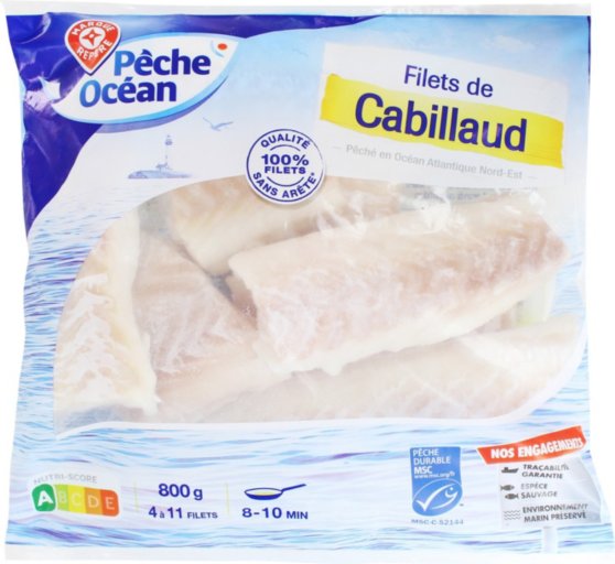 Filet de cabillaud MSC surgelé - 800g - PECHE OCEAN