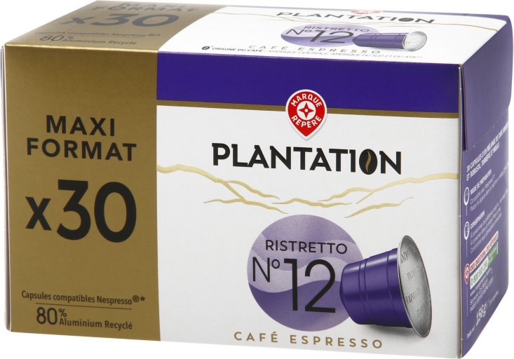 Capsules aluminium de café ristretto x 30 - 156 g - PLANTATION