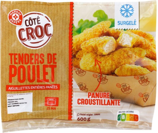 Tenders de poulet surgelés - 600 g - COTE CROC