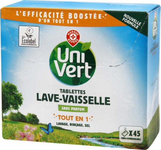 Tablettes lave-vaisselle écolo tout-en-un x45 - UNI VERT