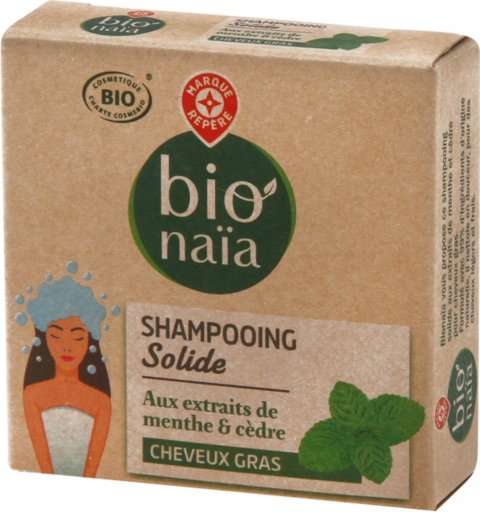 Shampooing Solide aux Extraits de Menthe et Cèdre Cheveux Gras Bio - 85g - BIONAÏA