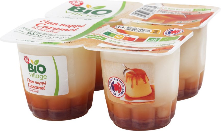Flan nappé caramel au lait entier bio - 4 x 125 g - BIO VILLAGE