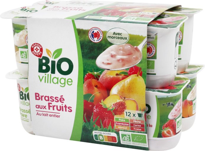 Yaourts brassés aux fruits panachés bio - 12 x 125 g - BIO VILLAGE
