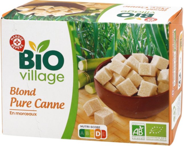 Sucre blond pure canne en morceaux bio - 500 g - BIO VILLAGE