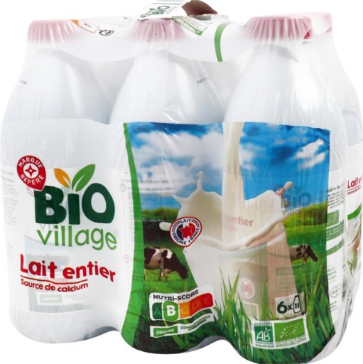 Lait entier bio en bouteille - 6 x 1 l - BIO VILLAGE