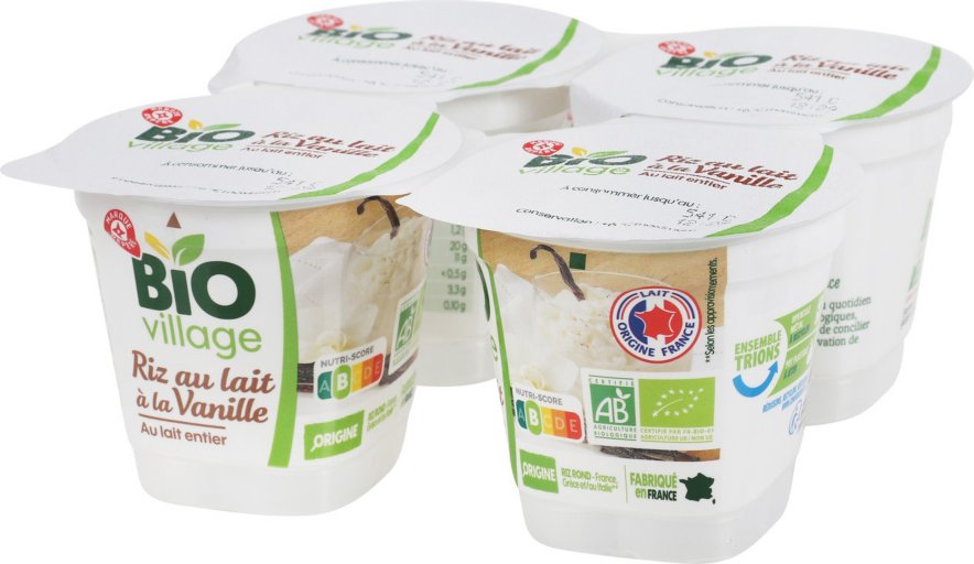 Riz au lait à la vanille bio - 4 x 100 g - BIO VILLAGE