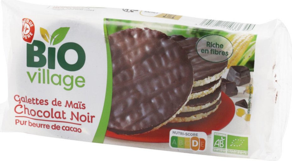 Galettes de maïs nappées de chocolat noir bio - 100 g - BIO VILLAGE