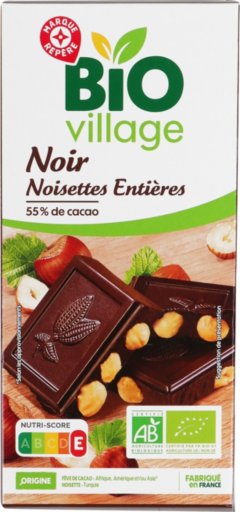 Chocolat Noir Avec Noisettes Entières Bio - 200 g - BIO VILLAGE